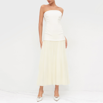 Sexy Sleeveless Fashion Spliced ​​Tube Top Dress