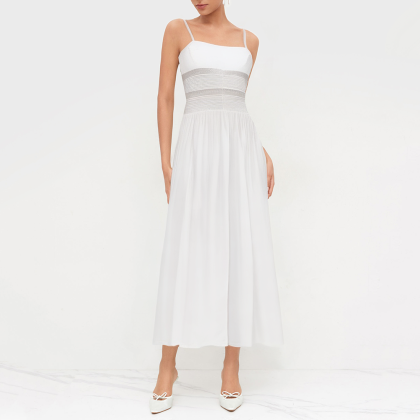 Fashionable embroidered sleeveless casual dress