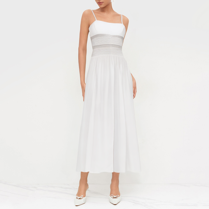 Fashionable embroidered sleeveless casual dress
