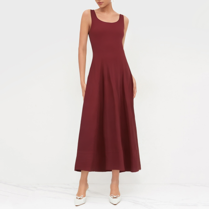 Loose drape elegant retro sleeveless dress