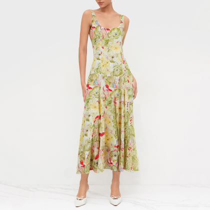 Fashionable blended print elegant dress