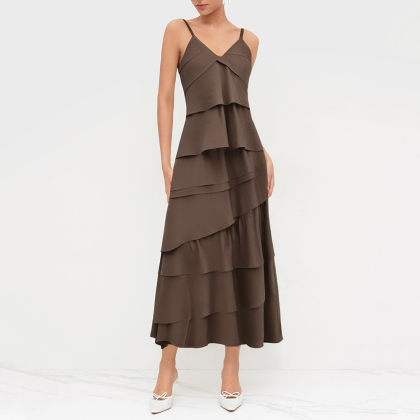 Sexy backless retro suspender dress