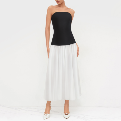 Trendy sexy patchwork top dress