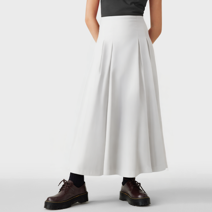 Zipper pleated casual elegant women's skirt