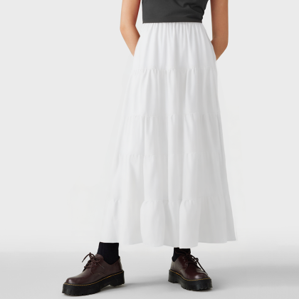 Elastic waist cake skirt solid color elegant skirt
