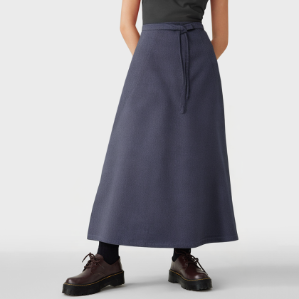 Fashion retro high waist solid color A-line skirt