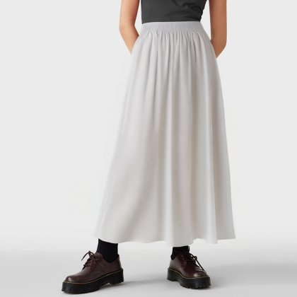 elastic waist pleated casual skirt