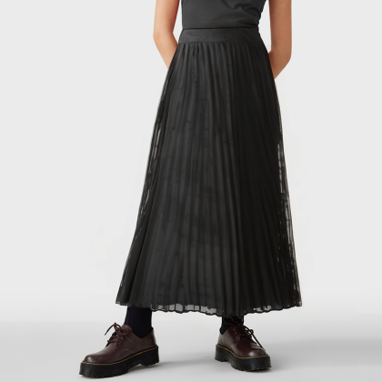 Devoré Print Elastic Waist Pleated Skirt