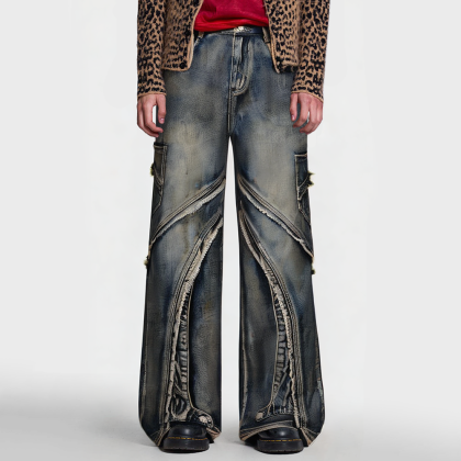 Vintage Loose Washed Rivet Jeans