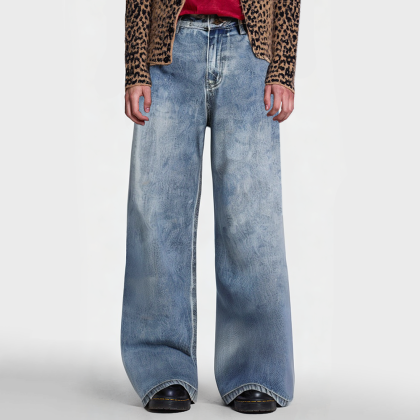 Men's vintage blue straight jeans