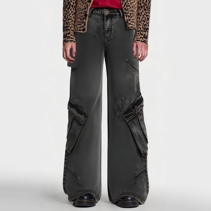 Vintage men's mid-length loose jeans