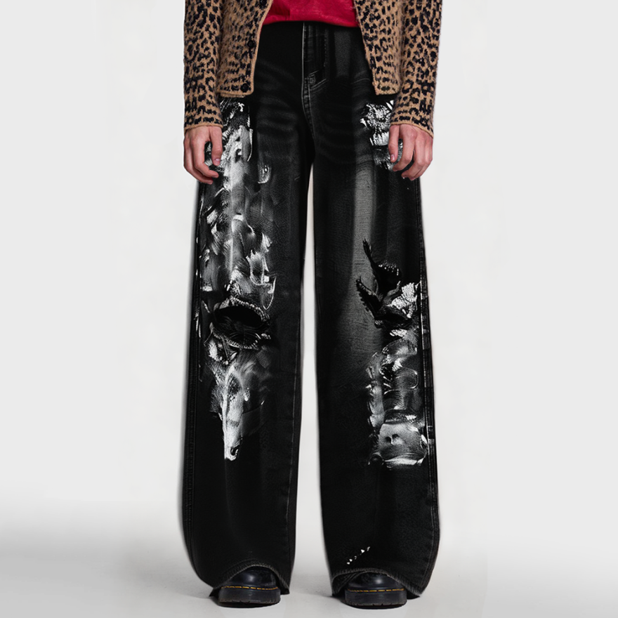 New vintage washed wear-resistant jeans