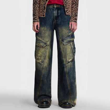 High-quality men's vintage work jeans