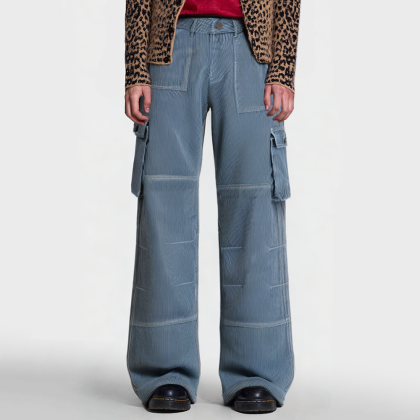 Vintage Men's Striped Loose Jeans