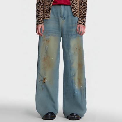 Unique loose-fitting men's streetwear jeans