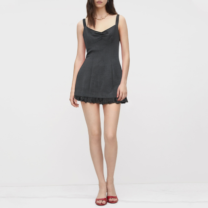 Sleeveless suspender slim sexy mini skirt