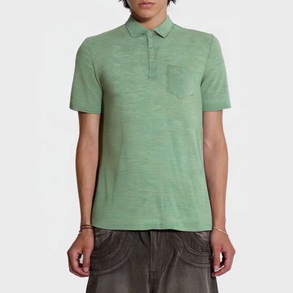Breathable men's solid color short-sleeved shirt