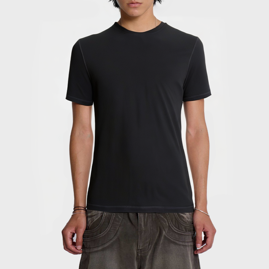 Daily casual black crew neck T-shirt