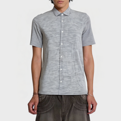 Breathable Men's Short Sleeve Button T-Shirt