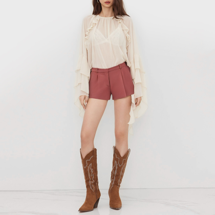 High waist side pocket women's casual shorts