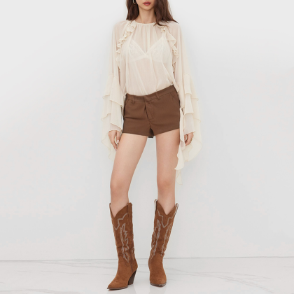 High-waisted side pocket casual shorts