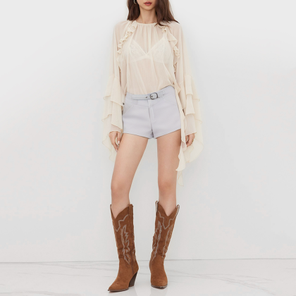 Mid-rise drawstring slim-fit shorts