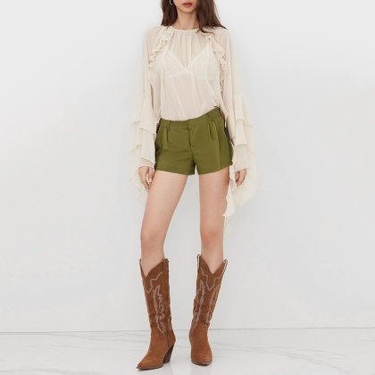 Vintage high-rise linen-blend shorts