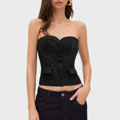 Single-breasted backless chic vest