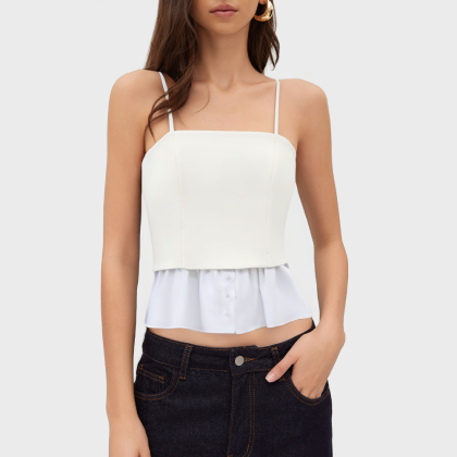 Poplin Thin Straight Neck Camisole