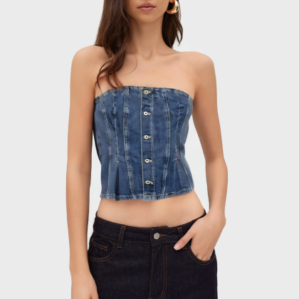 Fashionable denim chest pack vest