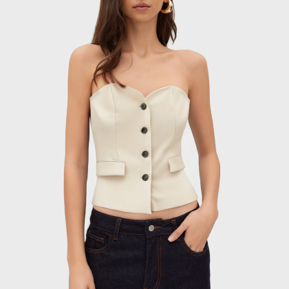 Sleeveless Button-Up Bra-Style Tank Top