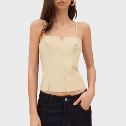Casual Fashion Pleated Striped Camisole