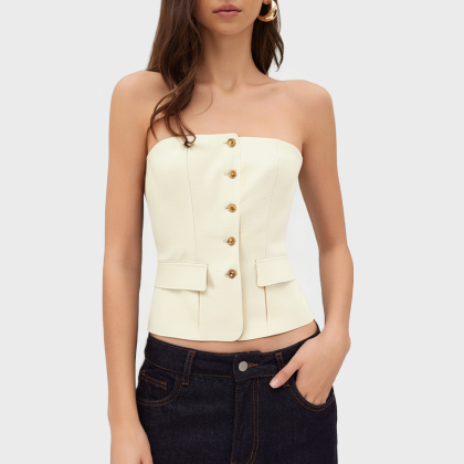 Fashion button sleeveless multifunctional vest