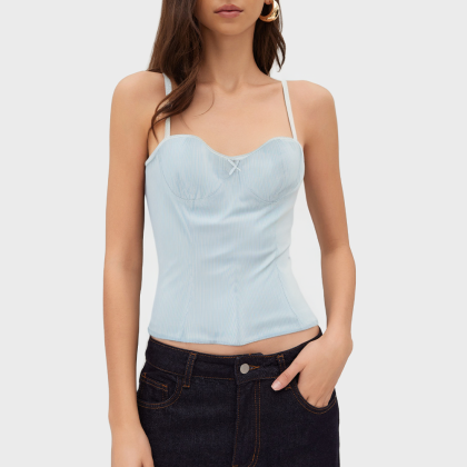 Fashion short skirt hem bow sleeveless vest