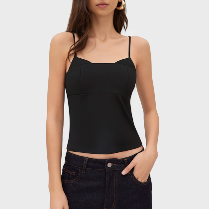 Loose-hem cropped square neck camisole