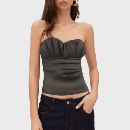 Fashionable pleated ruffle sleeveless vest